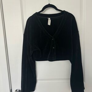 ALO Yoga Black Velvet Crop Top